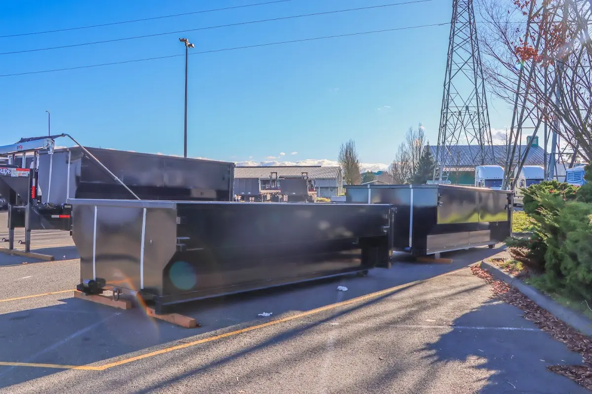 Roll-off dumpster ready for waste disposal at job site for 10 Yard Dumpster Rental in Collinsville